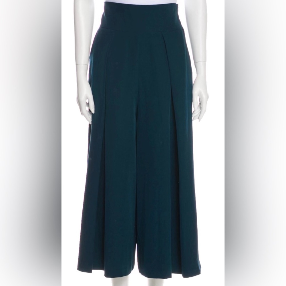 Milly Wide Leg Culotte Pants Teal High Waist Pockets Size 6